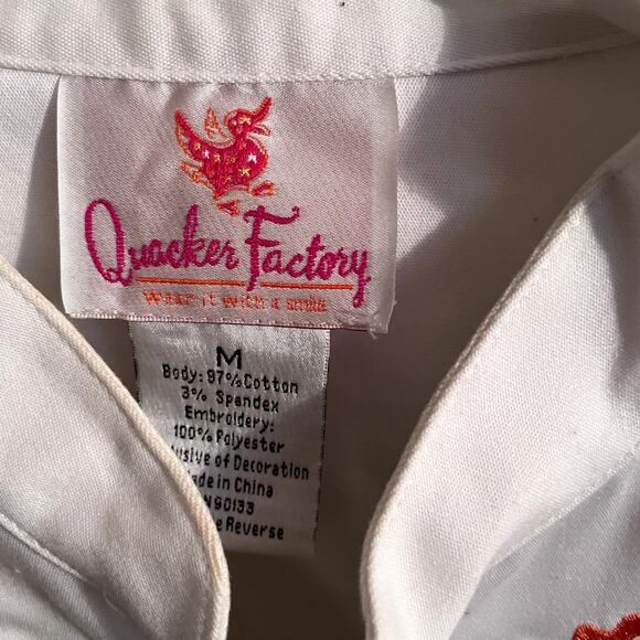 Quacker Factory Jacket Medium Whiter than pic Embroidered butterflies - Picture 7 of 9